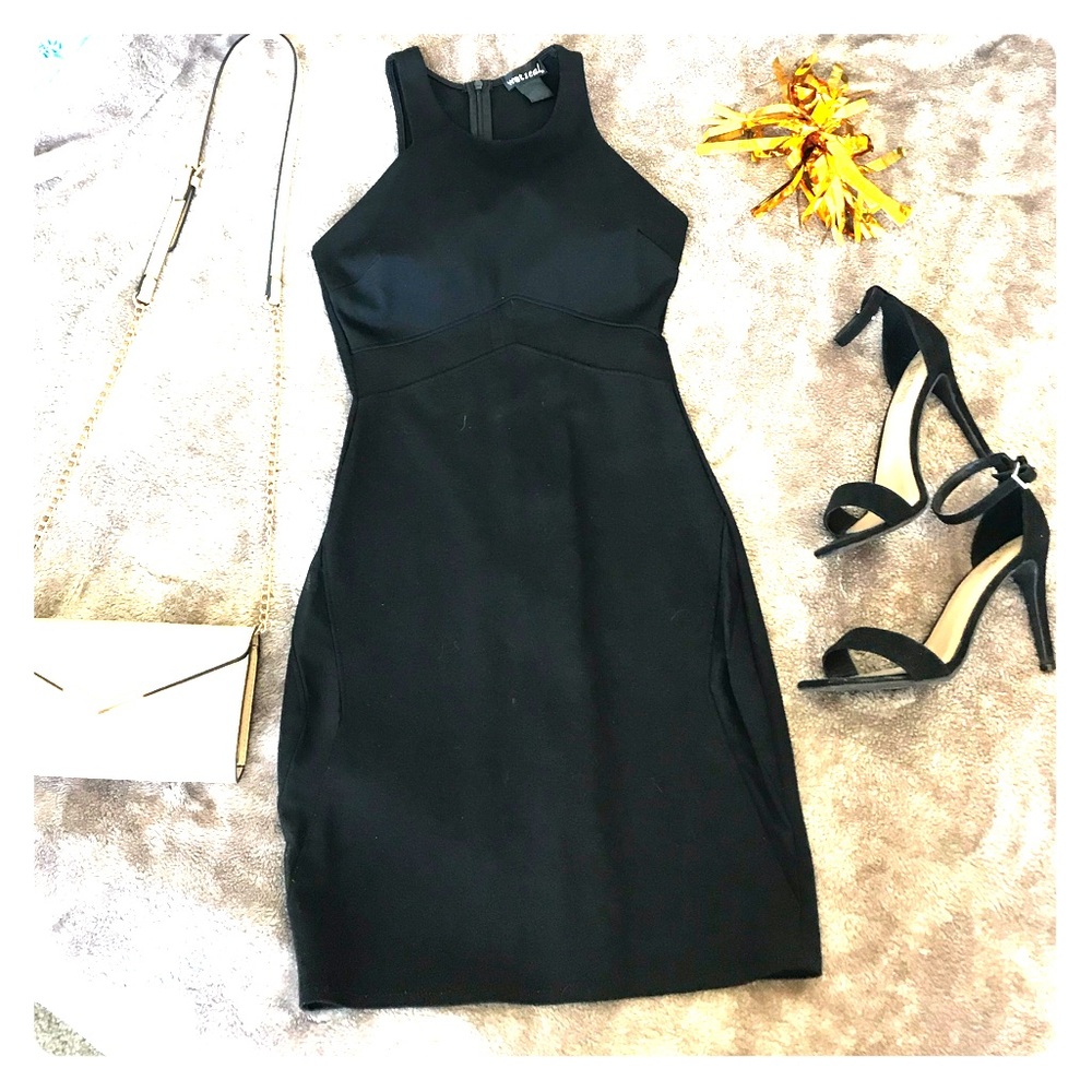 Black mesh detailed tight dress